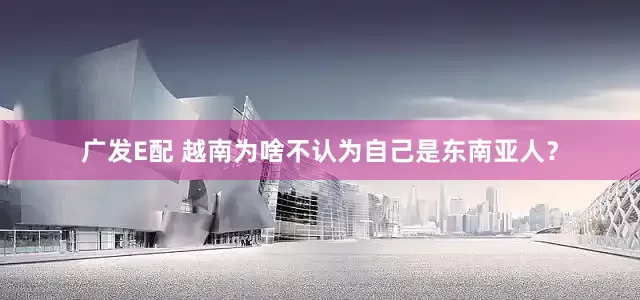 广发E配 越南为啥不认为自己是东南亚人？